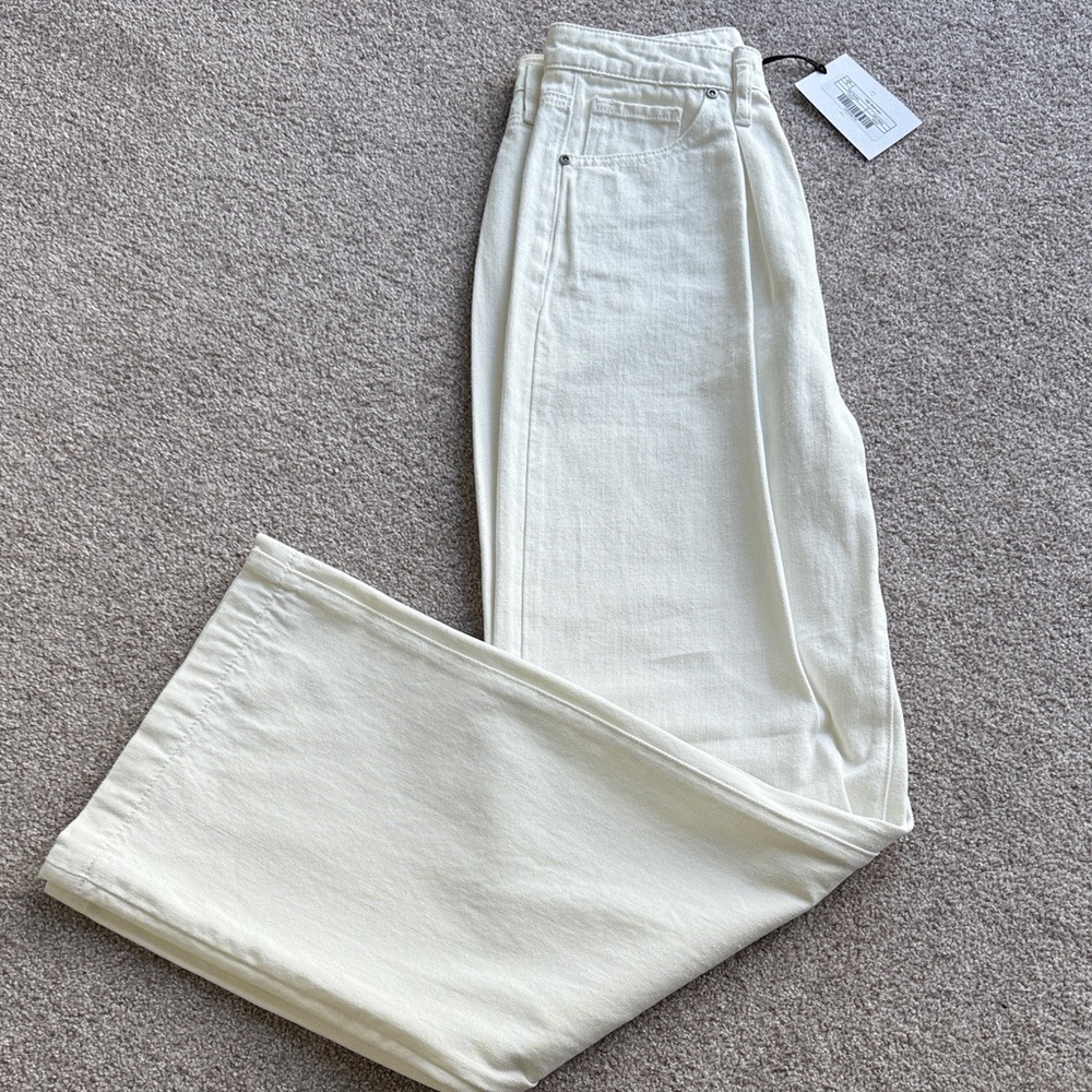Grey Lab High-Waisted Wide Leg Women's Cream Jeans